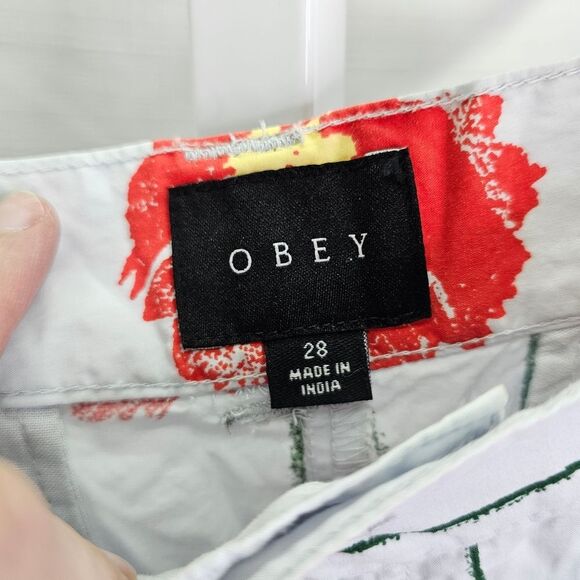 Obey Light Blue Floral Marino Shorts Size 28 - Picture 5 of 10